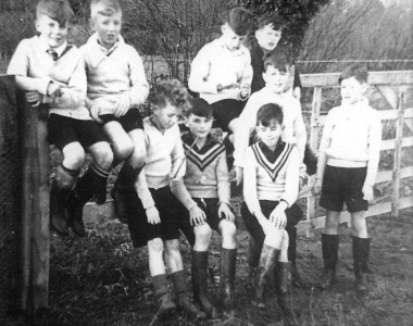 From Left to Right : Abbott,Mizzen Maj,Osgood,Simpson, White and Trewe (at the back),Rowell next to Simpson and in front of me(Tony Potts), next to me Arnold. Photo by Mr Colin Mansfield