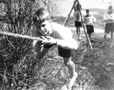 David Haydon, who was the patrol leader for the Otters on the rope watched by Willy Curry and others ?? Photo by Mr Colin Mansfield