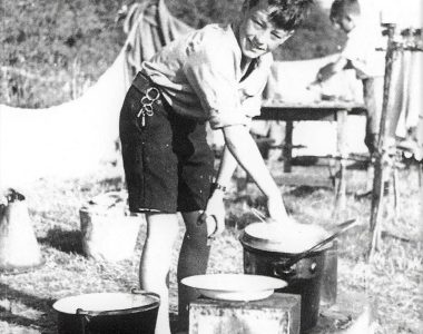 Noble doing the cooking. Photo by Mr Colin Mansfield