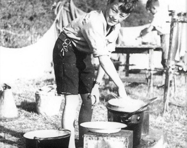 Noble doing the cooking. Photo by Mr Colin Mansfield