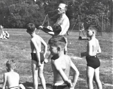 ' I'm in charge' The headmaster, Captain Peter Hope Lang, with clip board directing the troops. Photo by Mr Colin Mansfield