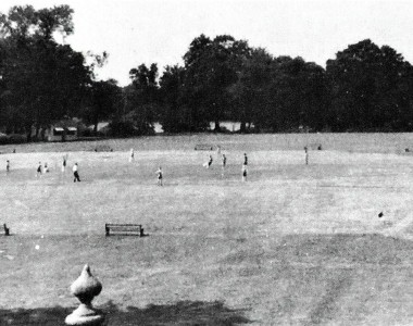 A game of cricket on the 1st XI pitch. It must have been taken from the top of the tower. Photo Mr Colin Mansfield