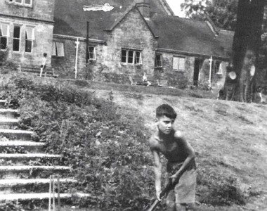 Nicky Thomas on the practice field on the lower terrace.