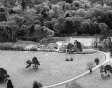 Stable block showing Kitchen garden (Top right)Generator shed to the left Stable block