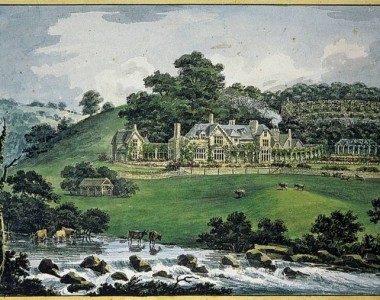 The house viewed from the River Tamar, from Humphrey Repton's Red book. (Picture provided by Colin Browning)