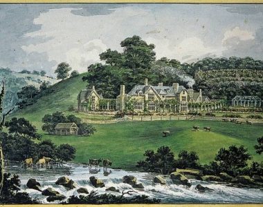 The house viewed from the River Tamar, from Humphrey Repton's Red book. (Picture provided by Colin Browning)